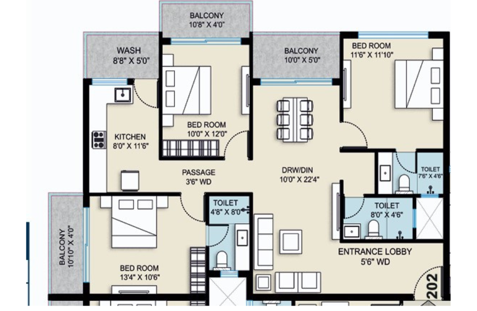 Click me 3BHK Floor Plan